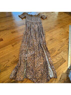 HEM & THREAD WOMENS BROWN LEOPARD DRESS SMALL
